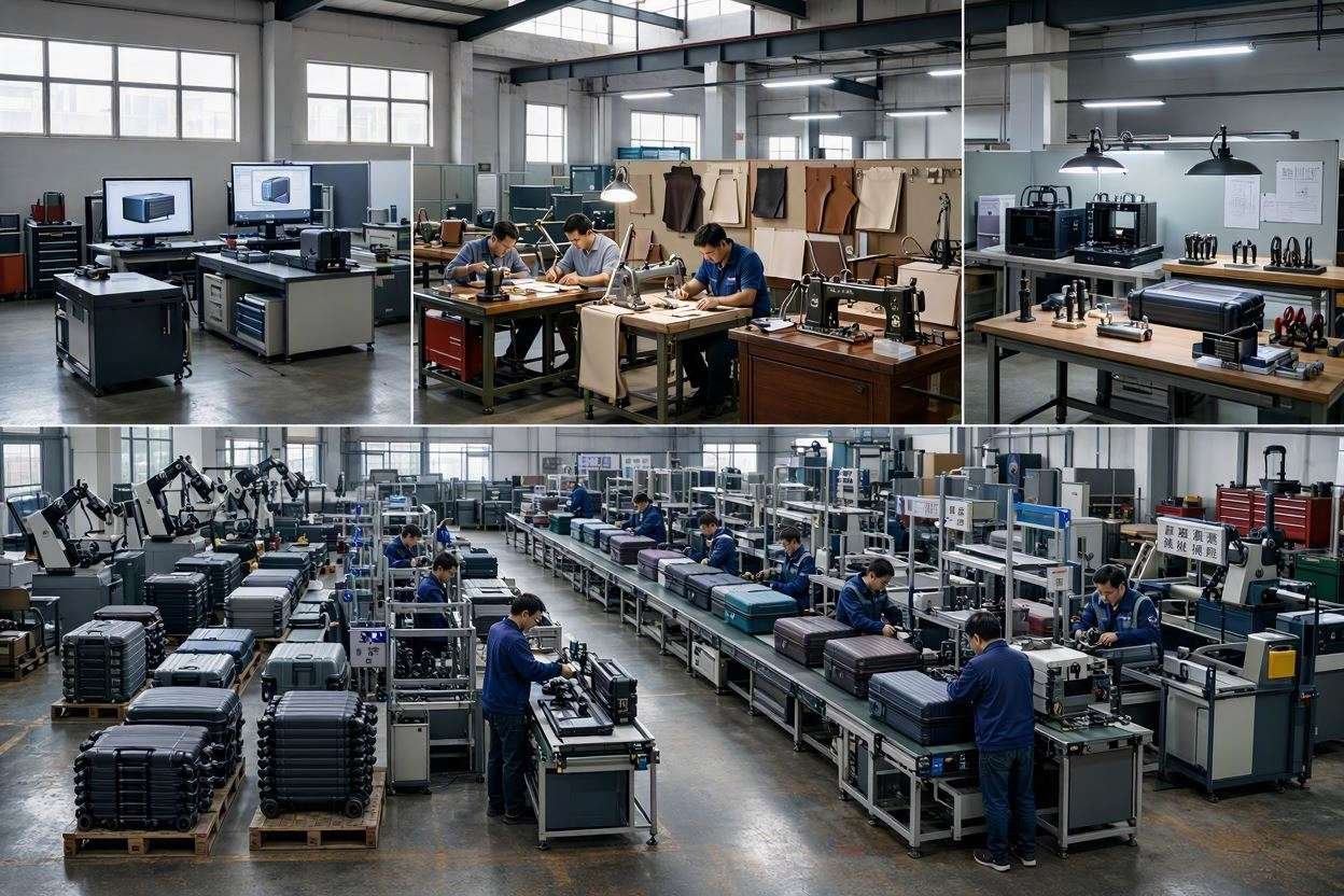 luggage industrial zones China Guangdong Zhejiang Hebei comparison